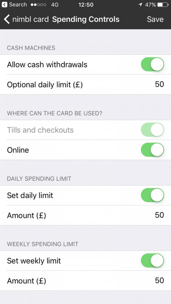 Nimbl Spending Controls Nimbl Spending Controls